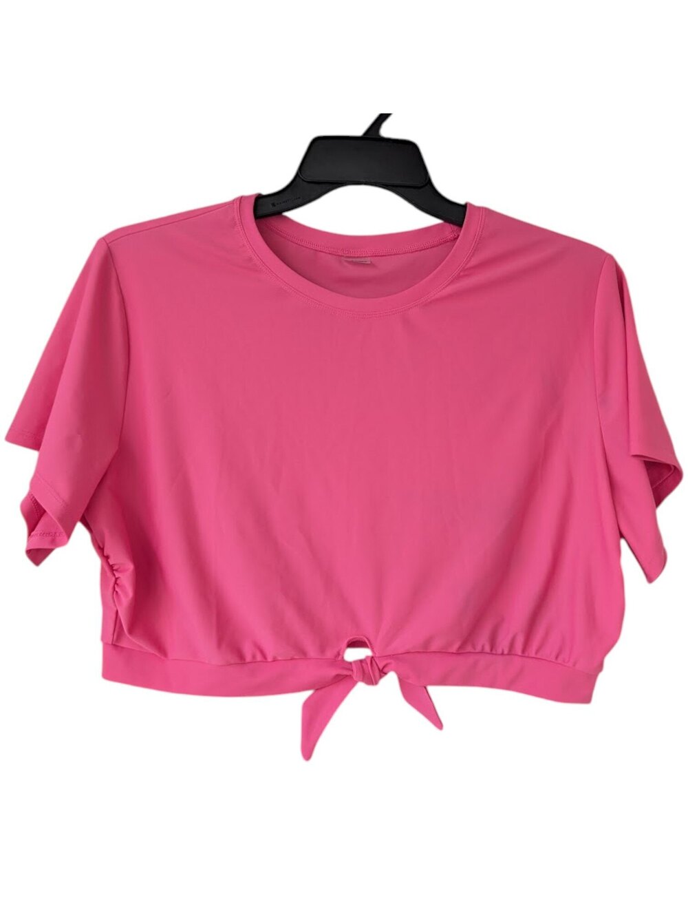 Old Navy Swim Top 2X Pink Trance Knot Front Rashguard Crop Swimsuit Surf Shirt